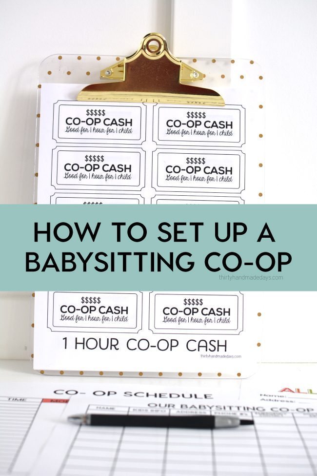 How to set up a babysitting co-op with free printables from www.thirtyhandmadedays.com