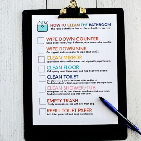 How to clean bathroom with printable to teach kids