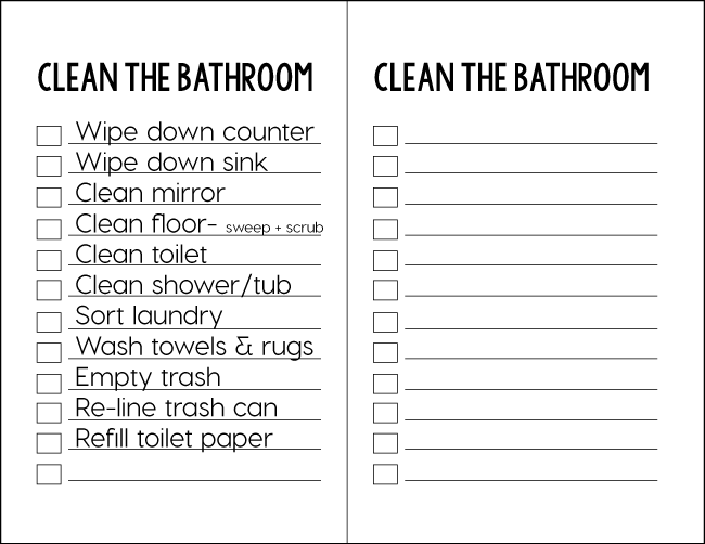 Spring Cleaning How to clean the bathroom with printable checklists