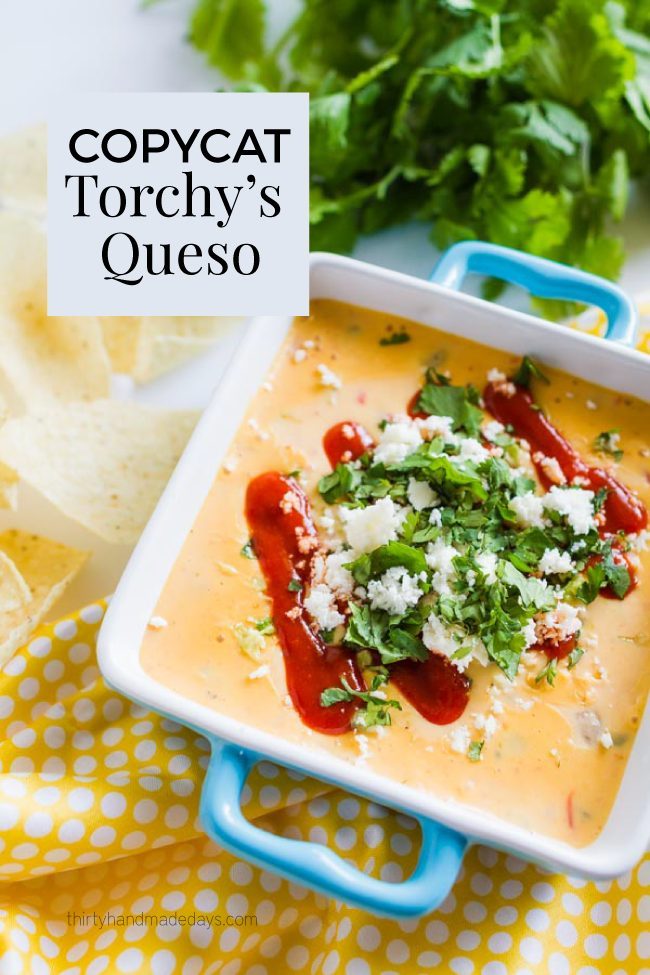 Copycat Torchy's Queso Dip - the most incredible cheese dip I've ever had. www.thirtyhandmadedays.com