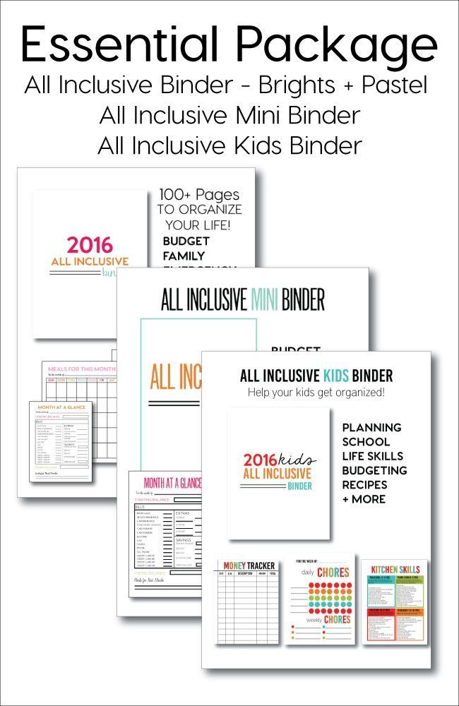 Want to get organized in a major way? Get the essentials package with different sizes of binders and includes a kids binder too! 