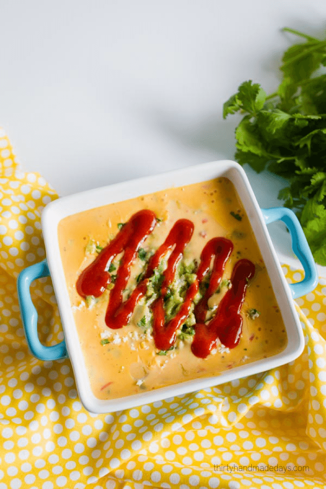 Copycat Torchy's Queso dip - the most incredible dip I've ever had. www.thirtyhandmadedays.com