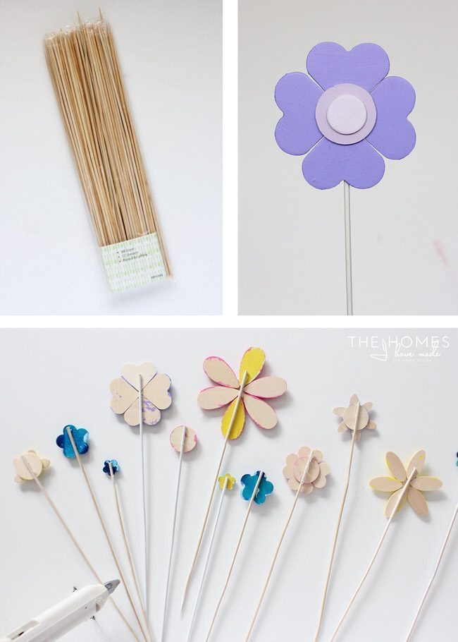 Use a variety of Springtime paint colors to create adorable flower cake toppers!