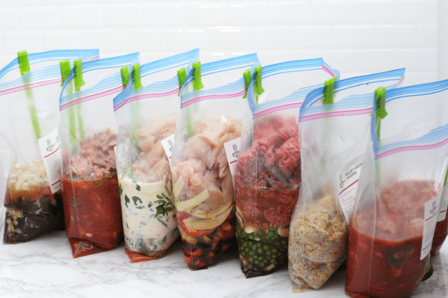 Freezer Meals lined up from New Leaf Wellness