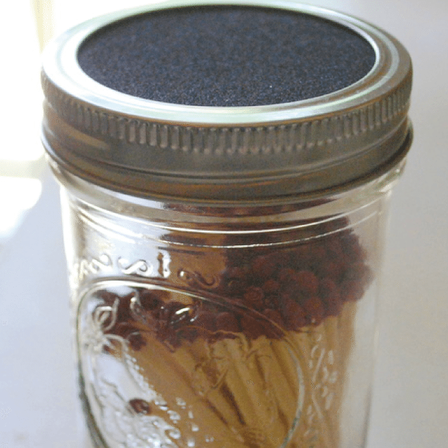 Make matchstick jars out of mason jars from Craftaholics Anonymous