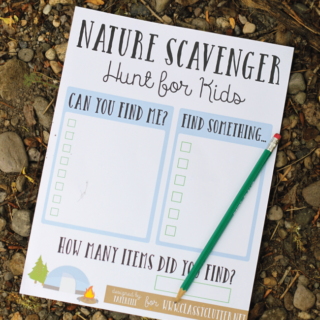 Printable Nature Scavenger Hunt for Kids via Classy Clutter