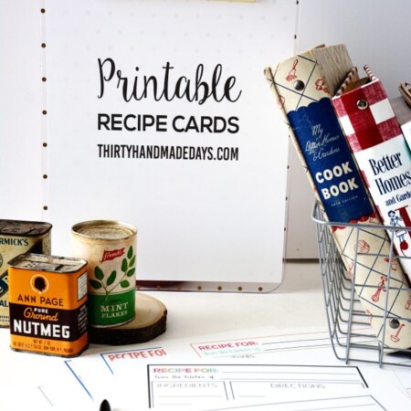 Printable Recipe Cards available from www.thirtyhandmadedays.com