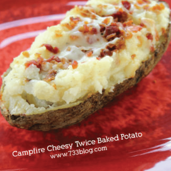 Campfire Cheesy Twice Baked Potatoes from 733 Blog