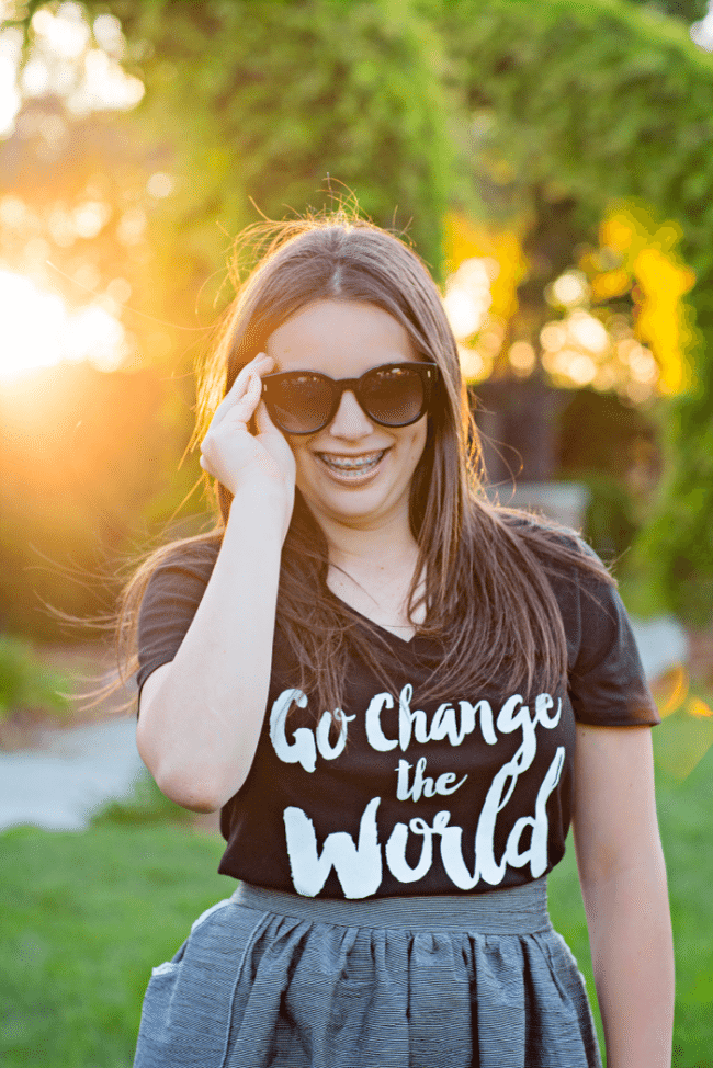 Go Change the World tee + sunglasses - Cute, modest summer outfits for teens from www.thirtyhandmadedays.com