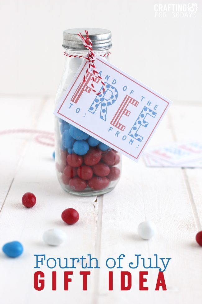 4th of July Gift Idea- cute jar with printable! 