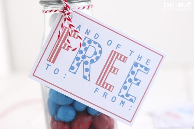 4th of July Gift Idea- cute jar with printable!  from CraftingE