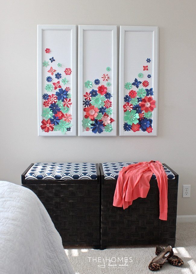 With a stack of colorful cardstock (and a scissors or e-cutter!) you can make inexpensive, easy, and eye-popping flower artwork for anywhere in your home!