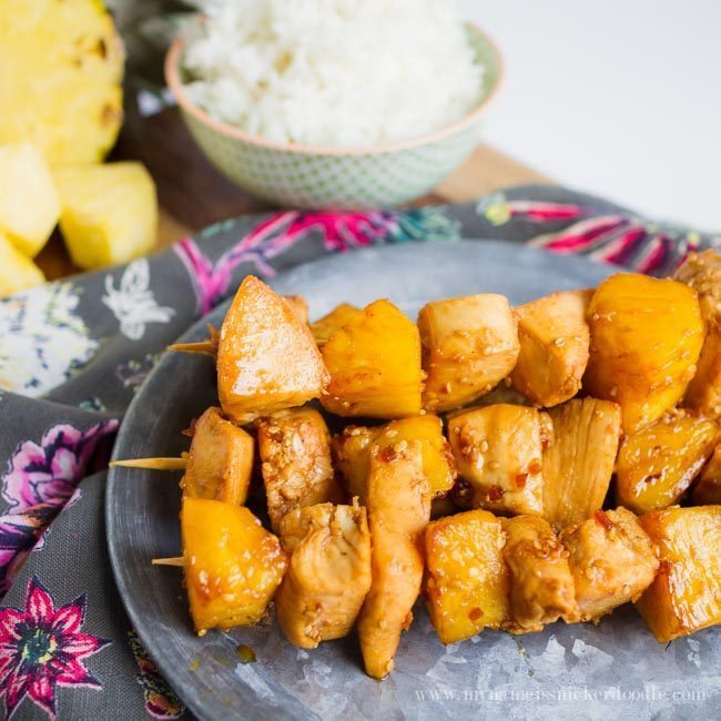 Pineapple Chicken Skewers - perfect for a summer barbecue from My Name is Snickerdoodle via Thirty Handmade Days