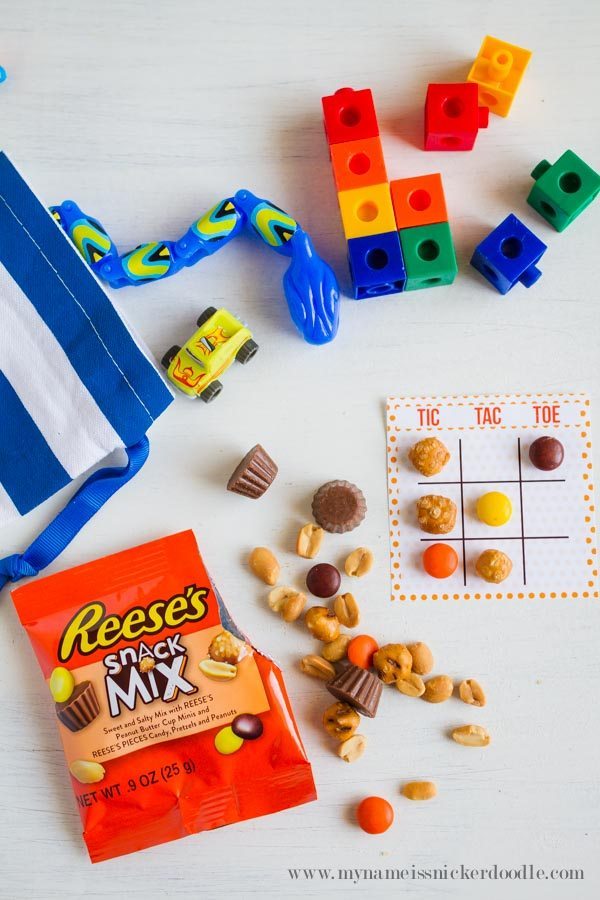 Fun tic tac toe game using Reese's Snack Mix from My Name is Snickerdoodle