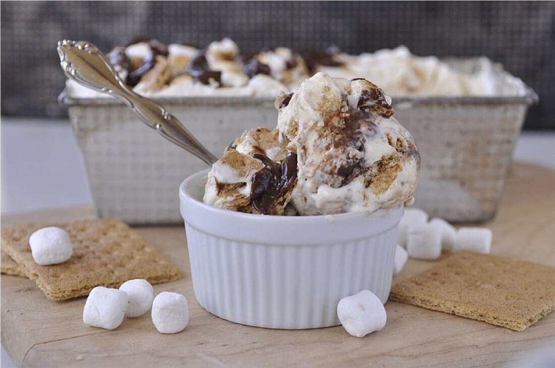 S'mores No Churn Ice Cream - easy to make frozen dessert. Ready to eat.