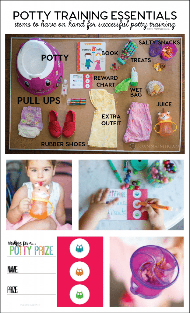 Potty Training Essentials - items to have on hand for successful potty training from www.thirtyhandmadedays.com