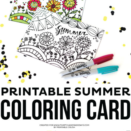 Printable Summer Coloring Card from Printable Crush
