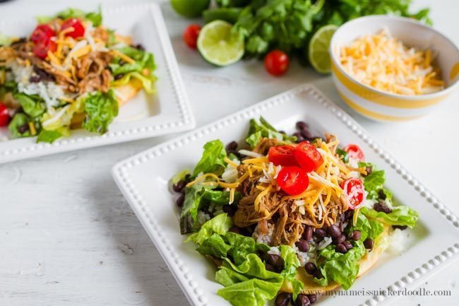 Cilantro Lime Pork Tostada Salad - a delicious dinner and main dish! from My Name is Snickerdoodle