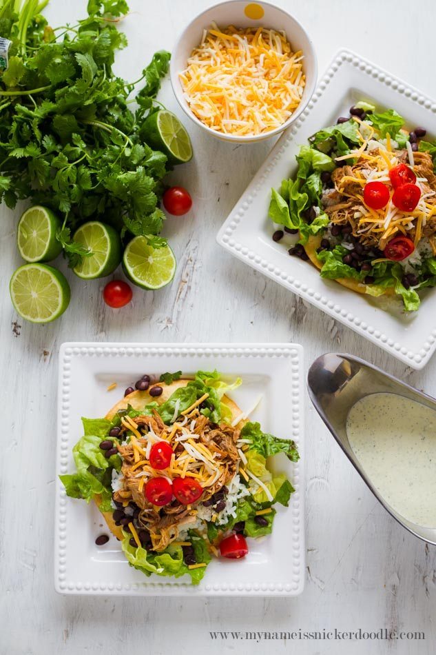 Cilantro Lime Pork Tostada Salad - a delicious dinner and main dish! 