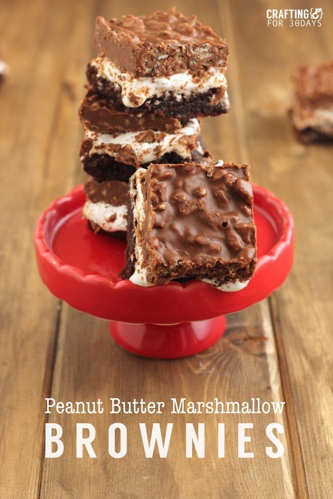 Peanut Butter Marshmallow Brownies - amazing dessert from CraftingE for www.thirtyhandmadedays.com