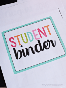 Student Binder with Free Printables - Thirty Handmade Days