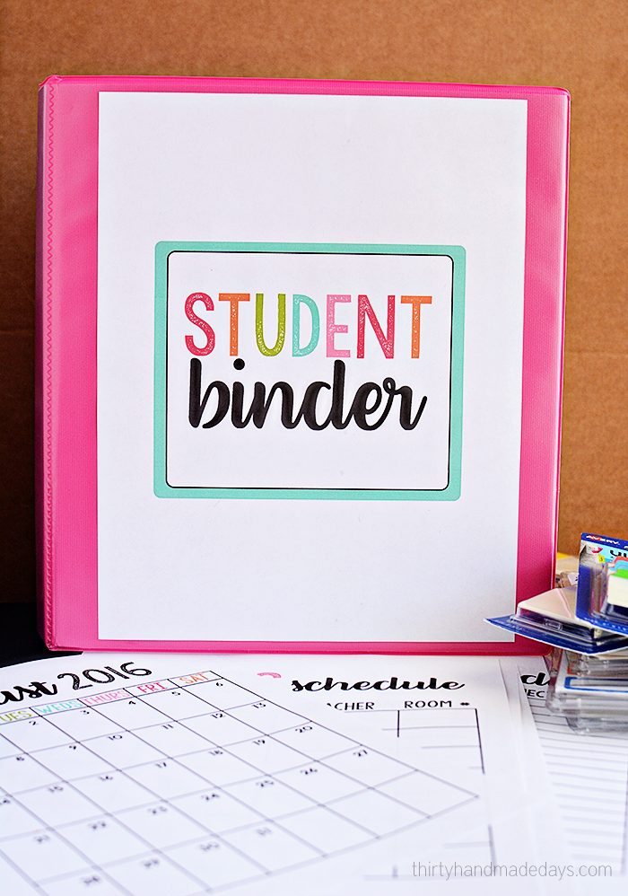 Student Binder with Free Printables - Thirty Handmade Days