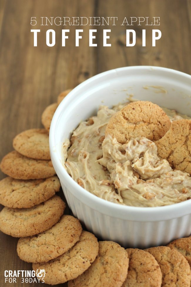 5 Ingredient Apple Toffee Dip - a quick dip to whip up that tastes amazing. It hits the spot!