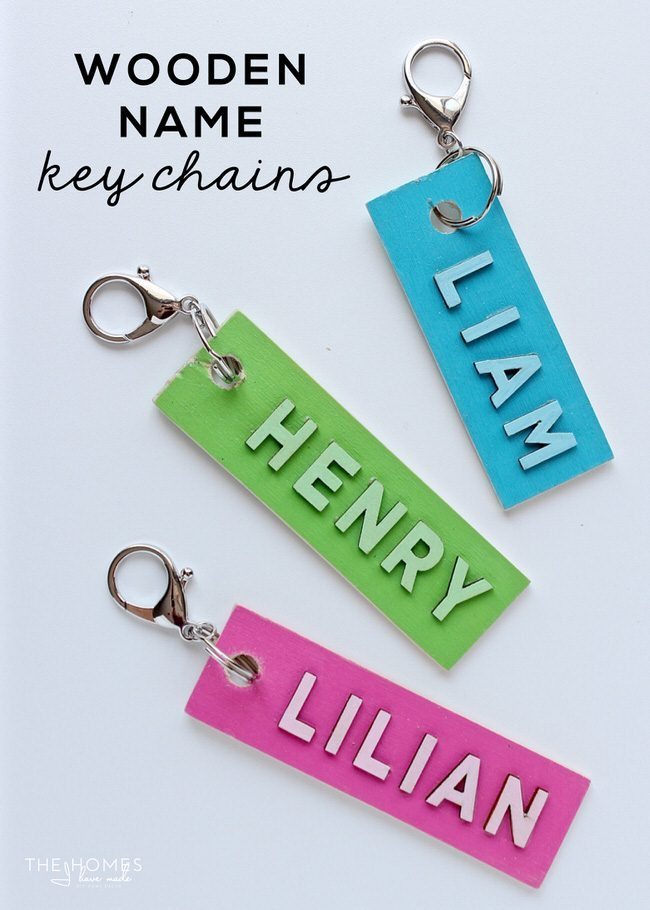 These wooden name keychains are an easy craft project and the perfect back-to-school gift for the whole class!