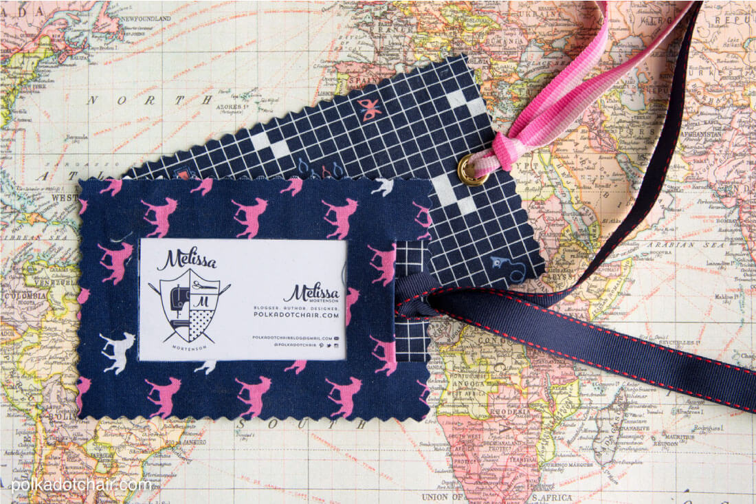 DIY Fabric Luggage Tags- so easy to make they are no sew! 