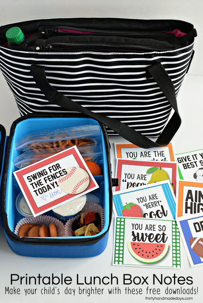 Lunch box ideas your kids will love! In partnership with Arctic Zone. Includes free printable lunchbox notes from www.thirtyhandmadedays.com