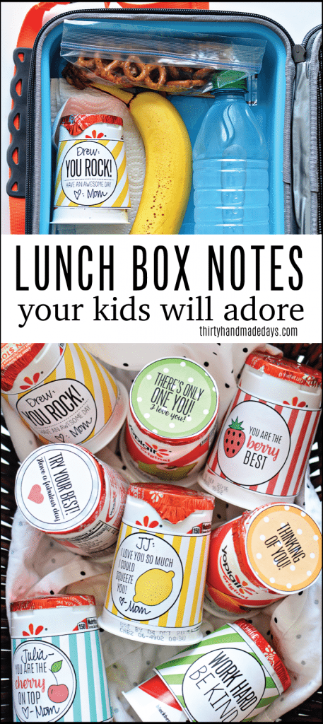 Your kids will feel the love with these cute back to school lunchbox notes! Free printables included from www.thirtyhandmadedays.com