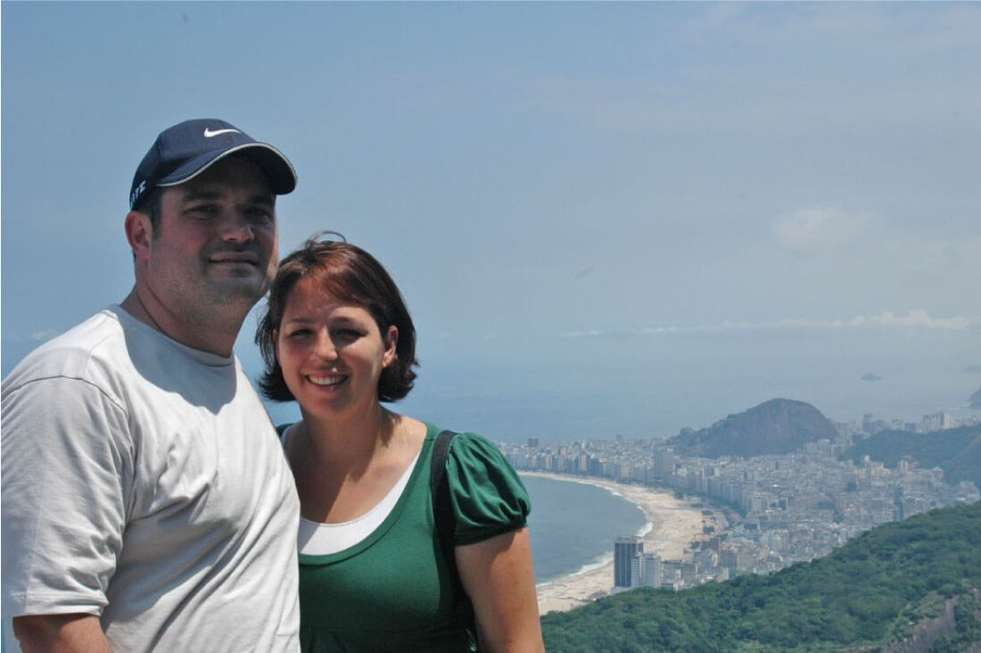 Josh and me in Brazil - view from Sugar Loaf