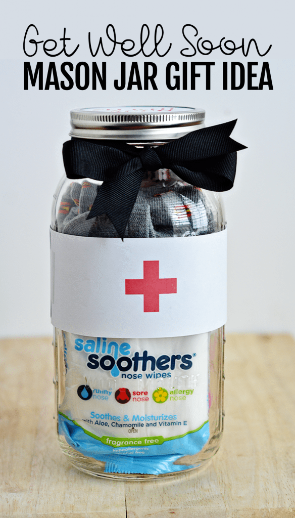 Perfect for the cold and flu season that is upon us - make this cute Get Well Soon Mason Jar Gift from thirtyhandmadedays.com