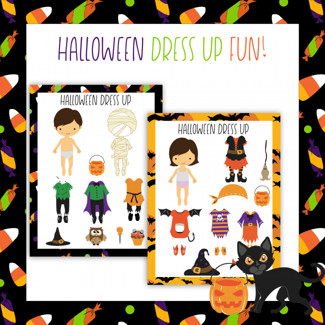 Printable Halloween Dress Up Dolls- these are adorable to use for the holidays! www.thirtyhandmadedays.com