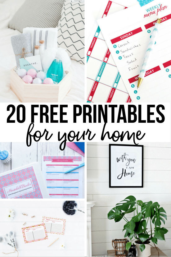 Home Decor: 20 Free Printables for Your Home! These are things you can use to help you organize, to hang up in your house, etc. 