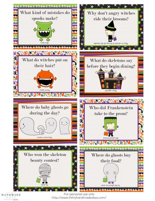 Make your kids day with these adorable Printable Halloween Lunchbox Notes! from www.thirtyhandmadedays.com