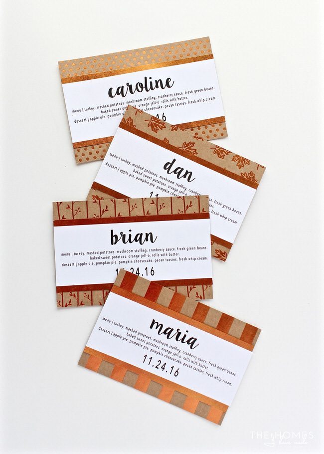 Dress up your table and help guests find their seat with these simple DIY Thanksgiving Menu Place Cards