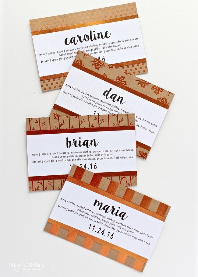 Dress up your table and help guests find their seat with these simple DIY Thanksgiving Menu Place Cards