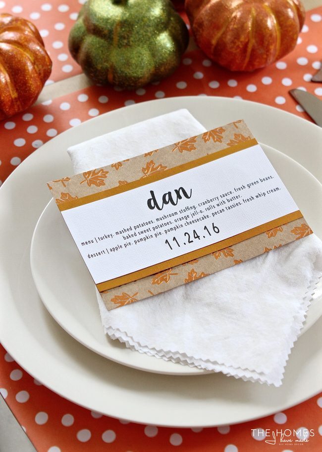 Dress up your table and help guests find their seat with these simple DIY Thanksgiving Menu Place Cards