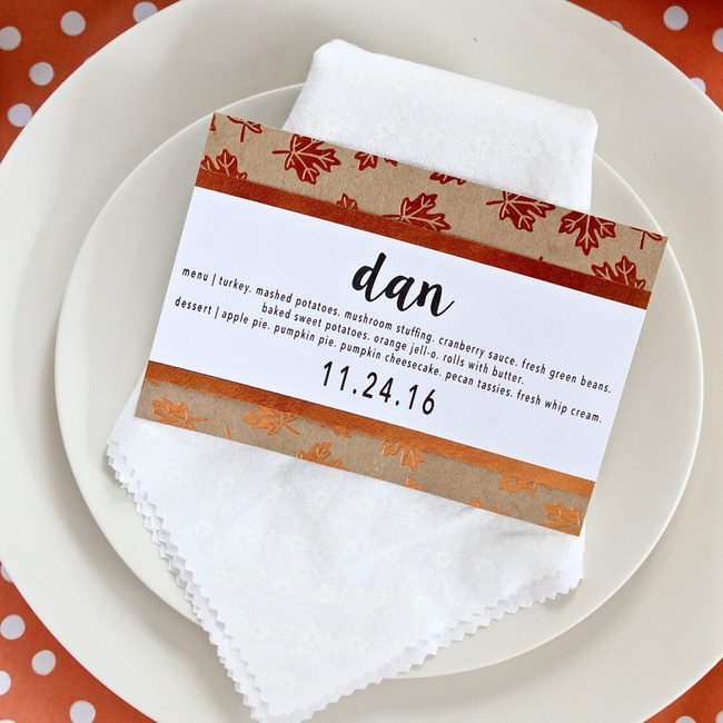 Dress up your table and help guests find their seat with these simple DIY Thanksgiving Menu Place Cards