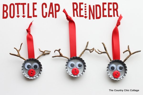 Bottle Cap Reindeer Ornaments