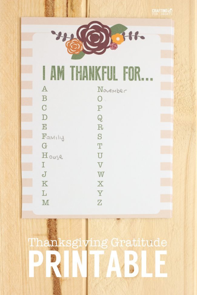 Thanksgiving Gratitude Printable - print this out and fill it in for the holiday! 