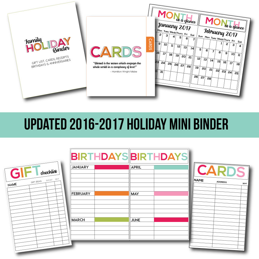 Holidays: Updated 2016-2017 Mini Holiday Binder from Thirty Handmade Days