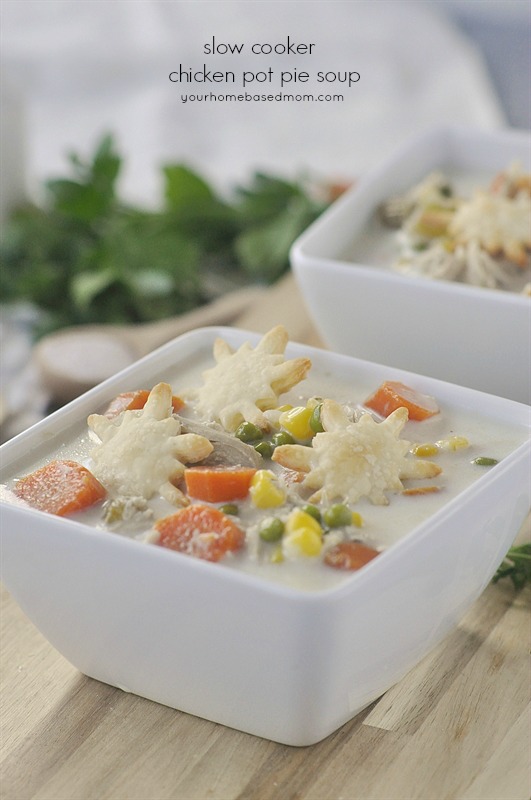 Slow Cooker Chicken Pot Pie Soup comfort food at it's finest.