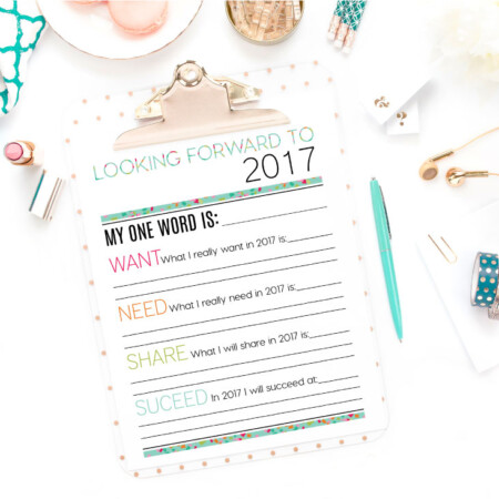 Holidays: Looking Forward to 2017 - New Year's Eve Resolutions Printable from www.thirtyhandmadedays.com