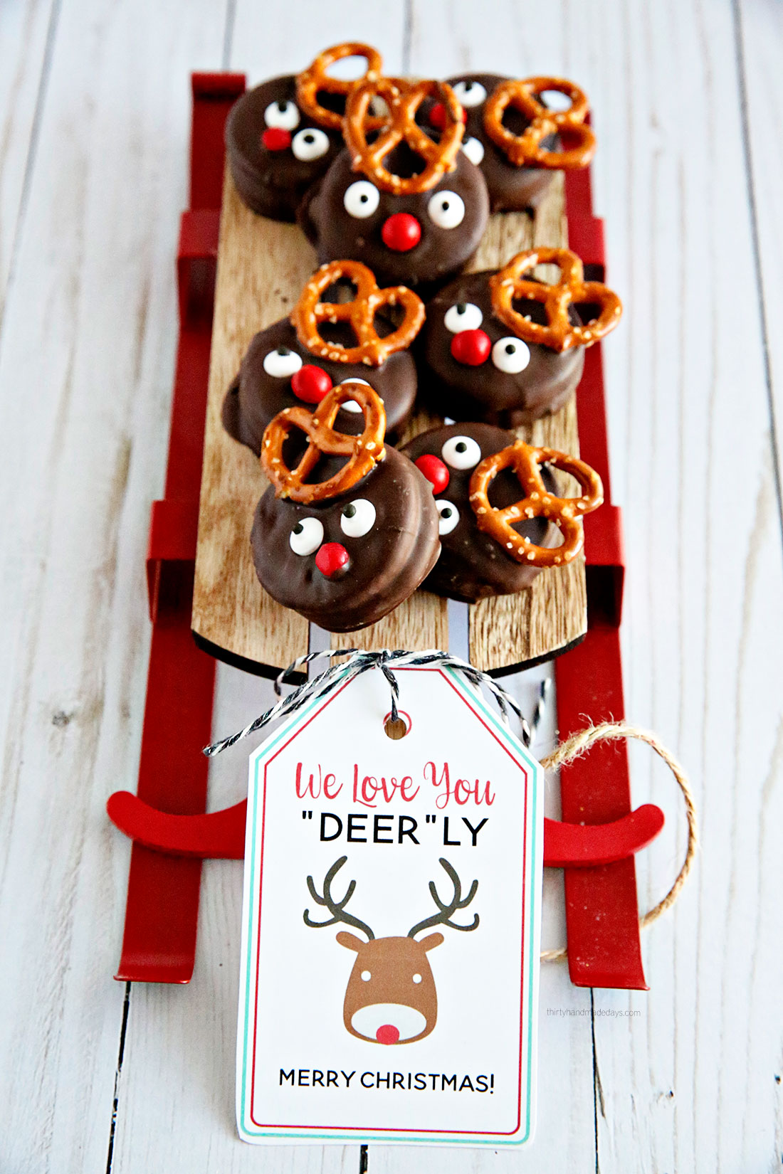 Printable Reindeer Tags for Reindeer Treats from thirtyhandmadedays.com