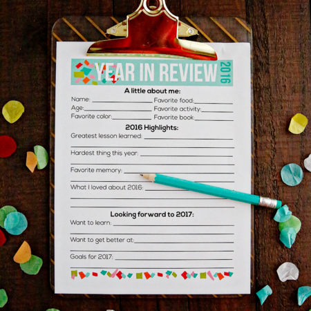 2016 Printable Year in Review for New Year's Resolutions for Kids www.thirtyhandmadedays.com