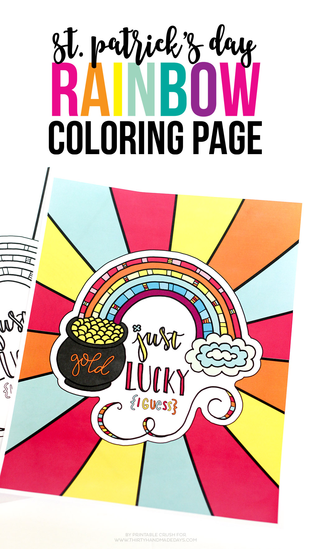 Download this cute and FREE Printable St.Patrick's Day Rainbow Coloring Page as a fun activity for you and your children! 