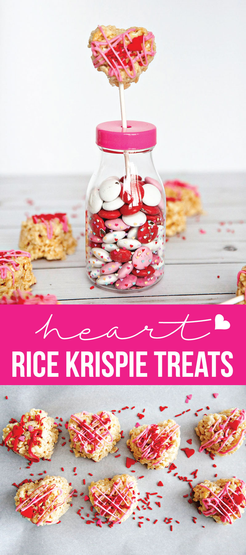 Food: Heart Rice Krispie Treats! Perfect for Valentine's Day - these yummy and cute treats will hit the spot! via www.thirtyhandmadedays.com