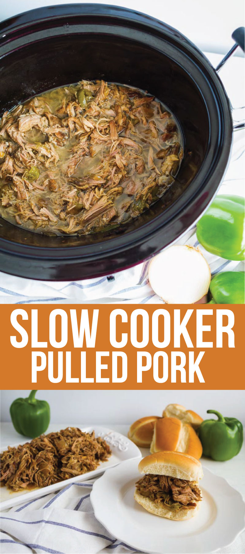 Food: Slow Cooker Pulled Pork - make this super easy dinner recipe and use it in a variety of ways! One of our favorites is on rolls with cream cheese. From www.thirtyhandmadedays.com